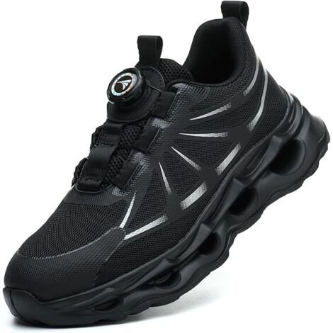 Zapatos de trabajo para hombre y mujer, con puntera de acero y seguridad, ligeros, con cordones y hebilla giratoria, talla 42 UE. (1/5)
