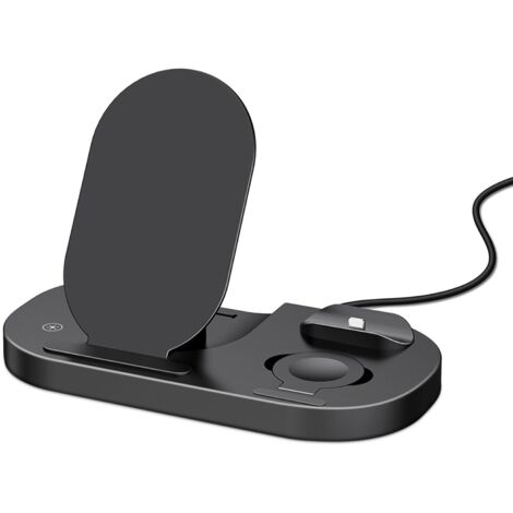 Cargador inalámbrico plegable 3 en 1 con cable de teletransporte, estación de carga inalámbrica de alta velocidad, base de carga rápida de 15 W, reemplazo de base de carga plegable para iOS y Android, (1/5)