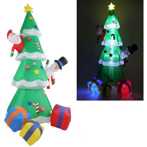 Árbol de Navidad inflable de 2,5 m con luces LED, árbol de Navidad iluminado para decoración de patio inflable, decoración navideña para jardín interior y exterior (1/5)