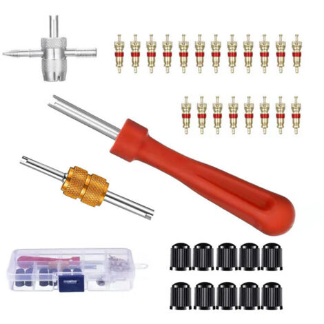 Kit de herramientas de reparación para quitar el núcleo de la válvula, extractor de núcleo de válvula de un solo extremo y de doble extremo (1/5)