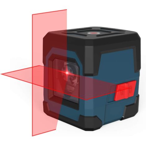Nivel láser, láser de línea cruzada autonivelante de 15 m ± 0,2 mm/m, línea láser roja horizontal y vertical giratoria a prueba de golpes de 1 m, resistente al agua y al polvo con bolsa protectora y 2 (1/5)