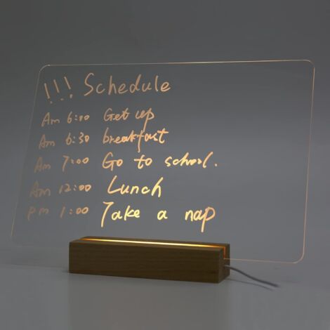 Tablero de escritura transparente luminoso, tablero de acrílico transparente, bloc de notas decorativo, marco de mensajes, tablero de notas y decoración de oficina - 30 x 20 cm (1/5)