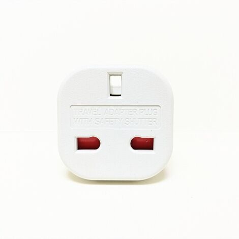 Adaptador de viaje - Enchufe británico de 3 clavijas blanco - Enchufe estándar del Reino Unido a enchufe estándar europeo