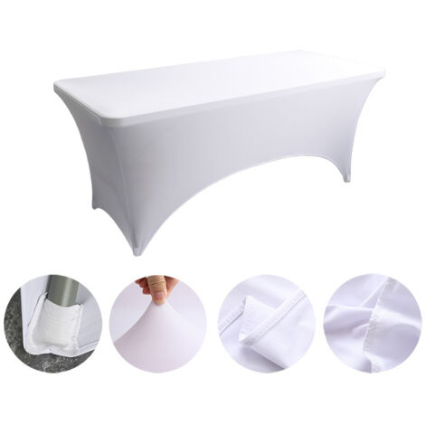 2 piezas Funda blanca para mesa plegable 183 x 75 x 75cm (1/5)