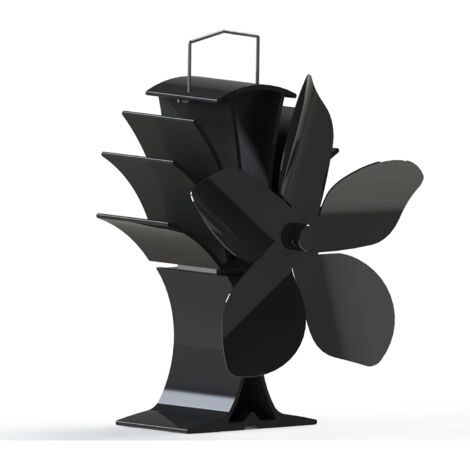 Ventilador de estufa de 5 aspas alimentado por calor que ahorra combustible - Oficina - Negro (1/5)