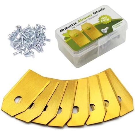 Cuchillas para cortacésped, 30 cuchillas de titanio para todos los cortacéspedes robóticos Husqvarn/Automower/Yardforce/Gardena (3 g-0,75 mm) con 30 tornillos, cuchillas de repuesto para los modelos 1 (1/5)