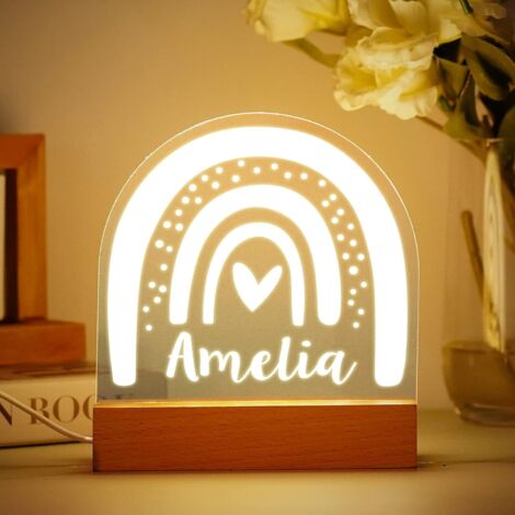 Luz de noche LED para bebé, lámpara personalizada con nombre, regalo de bautismo para niño y niña, regalo de nacimiento para niña, atenuación de tres colores, personalización de nombre (1/5)