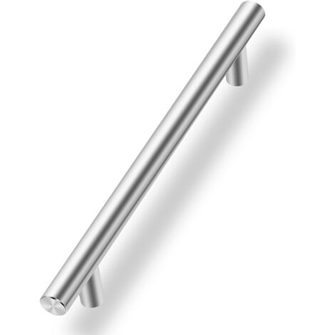 Paquete de 10 tiradores para armarios de cocina, de acero inoxidable, para puertas de cocina y cajones, con una distancia entre centros de 160 mm, acabado cepillado. (1/5)