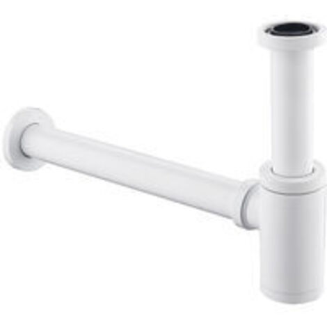 Sifón de lavabo Sifón de diseño universal para lavabo y fregadero - Blanco - Con apertura de limpieza - Sifón de diseño - Sifón de tubo