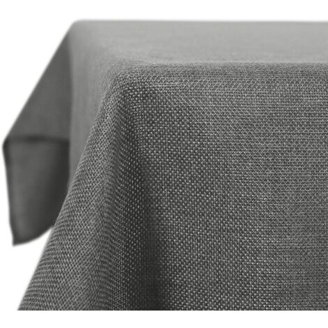 Mantel de comedor efecto lino resistente al agua y a las manchas, 130 x 220 cm, color gris (1/5)