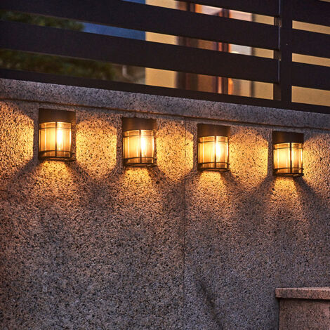Lámpara solar de pared para exteriores, lámpara solar para patio, balcón, jardín, decoración, iluminación automática en la oscuridad, luz nocturna impermeable, 4 unidades