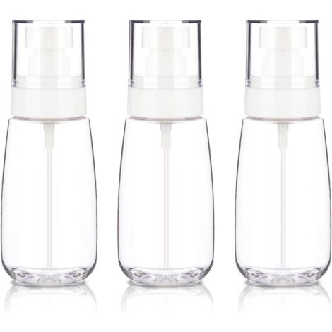 Paquete de 3 botellas pulverizadoras pequeñas de viaje de 100 ml, vacías, de plástico con pulverizador fino. (1/5)