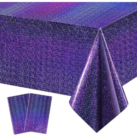 Mantel de fiesta, 2 piezas de mantel de plástico colorido de 137 x 274 cm, mantel de cumpleaños desechable rectangular impermeable para niños, fiesta de cumpleaños, decoración de boda (1/5)