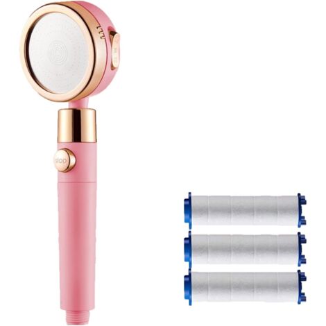 Cabezal de ducha, cabezal de ducha antical ahorrador de agua, cabezal de ducha de baño de alta presión con 3 + 1 modos y filtro, parada de agua con una tecla - ABS - Rosa (1/5)