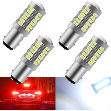 Luces y reflectores para remolque, bombillas LED 1157 33SMD blancas, luz de marcha atrás superbrillante, luz de freno de estacionamiento, luz antiniebla, luz de posición trasera, 12,4 W (4 piezas)