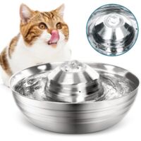 Fuente de agua para gatos, fuente silenciosa para gatos de 4 etapas y 2 l, fuente de agua para gatos con bomba y filtro