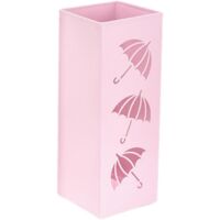 Cubo de almacenamiento de paraguas cuadrado de metal, soporte para paraguas, color rosa