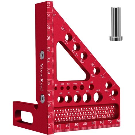 3D-Winkelmesser für Holzbearbeitung – Aluminium-Lineal mit 22,5–90°-Mehrwinkel, cm-Skala