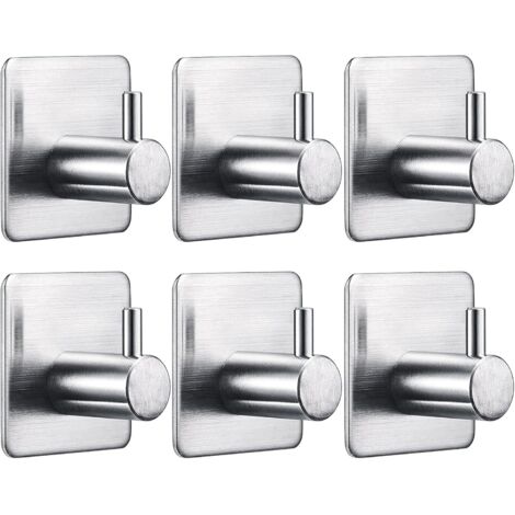 6-teiliges Set 3M-Klebehaken, Küchenhaken aus Edelstahl SUS304, robust, wasserfest, abnehmbar, spurlos, für Badezimmer- und Küchentüren (1/5)