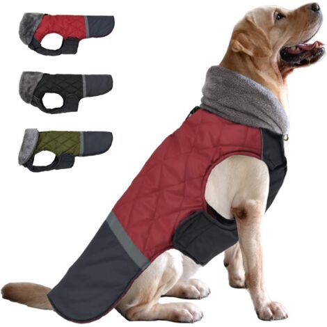 Wasserdichter Hundemantel, warme Winterjacke für Hunde, reflektierende Hundejacke, Haustierbekleidung, geeignet für kleine, mittlere und große Hunde, Rot (1/5)
