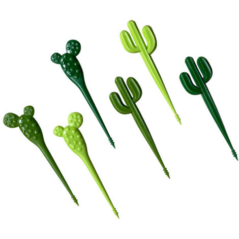 6er-Set Obstgabeln, Party-Dessert-Kaktus-Picker, tragbare Appetithäppchen-Picker, Kinderessen, wiederverwendbare Kaffeestäbchen, dekorative Zahnstocher (1/5)