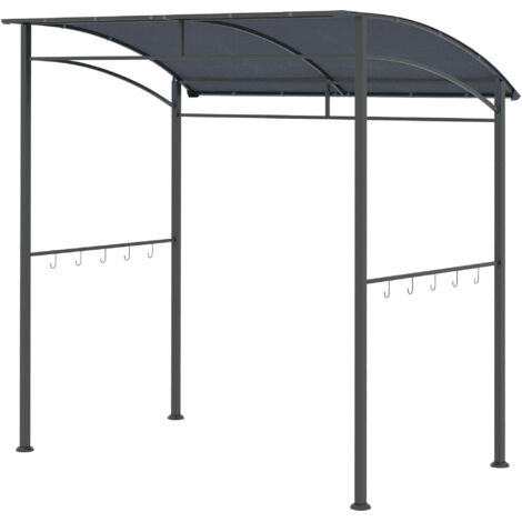 Grillpavillon, Grillüberdachung, Regenschutz, Haken für Utensilien, Stahlrahmen, grau, 215 x 150 x 174/220 cm
