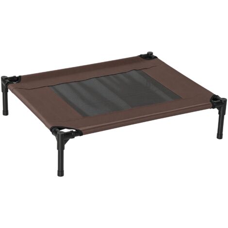 PawHut Hundeliege Outdoor, Erhöhtes Hundebett für Mittelgroße Groß Hunde, stabile Haustierliege mit Waschbares Mesh, Katzenbett Haustierbett Schlafplatz für Draußen Camping, 76 x 61 x 18 cm, Braun (1/5)