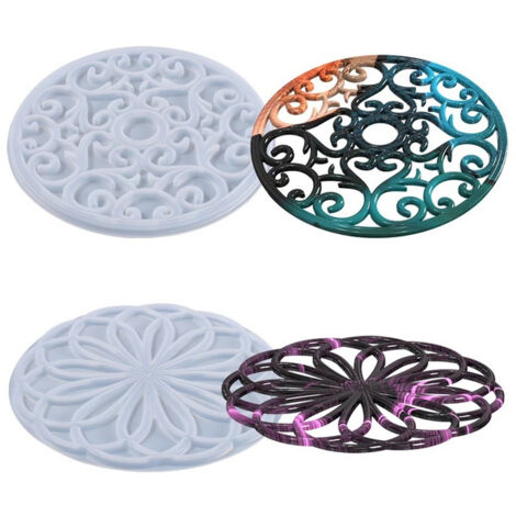 DIY-Untersetzer mit Blumenmuster, Epoxidharzform, Kristall-Heimdekoration, Gießwerkzeuge, Bastelarbeiten, Kristall-Untersetzer mit Blumenmuster, Silikonform, Epoxidharzform, 1 Stück (Größe 11)