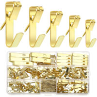 Metall-Wandhaken-Set mit Nagelset, Wandfotohalter, Bilderrahmenaufhänger für Bilderrahmen, Spiegelbefestigung, Wanddekoration (Goldfarben)