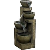 Springbrunnen, 3 Einstellungen, wetterbeständig, 25 cm x 24 cm x 60 cm, Grau