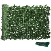 Haie Artificiel Brise-Vue décoration Rouleau 3L x 1H m Feuillage hêtre réaliste Anti-UV, feuilles en soie, Vert foncé