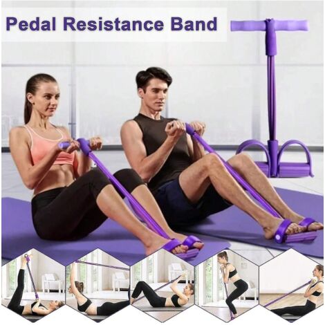 Fascia di resistenza per pedali, corda elastica per trazione per yoga, stretching e allenamento fisico (viola)