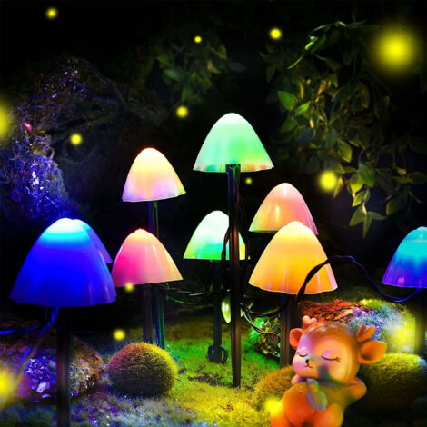 Viewpick Luci solari da giardino a forma di fungo, decorazione per esterni, 8 luci a LED a forma di fungo, 8 modalità esterne, impermeabili, luci