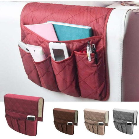 Organizer tascabile antiscivolo per bracciolo per divano, poltrona reclinabile, divano a due posti, per riporre telefono, libri, riviste, portatelecomando (rosso)