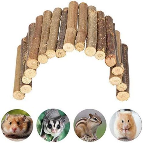 Giocattoli a forma di ponte in legno per ratti, criceti, casetta nascosta, ponte di recinzione per rettili, lucertole, tartarughe, ricci, piccoli animali, giocattoli da masticare (piccoli)