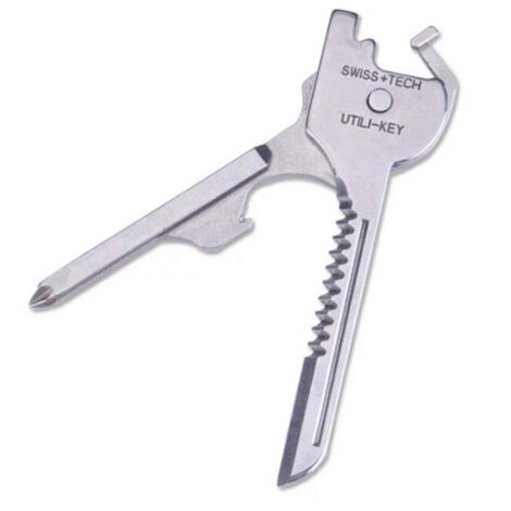 1PC Multi Tool 6 in 1 in acciaio inossidabile Utili-Key Portachiavi Catena Ciondolo Taglierino Tascabile Mini Coltello Unboxing Coltello Cacciavite Sopravvivenza Argento