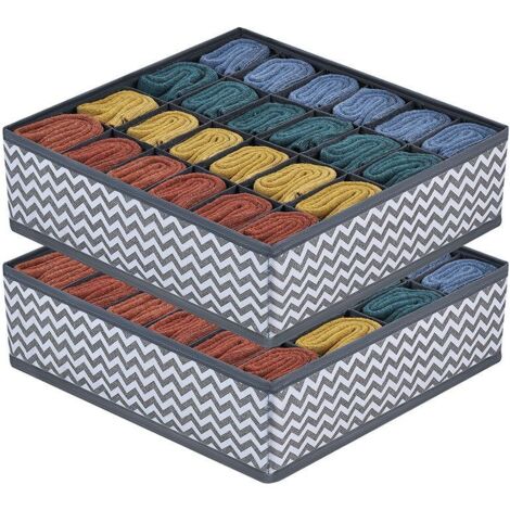 Set di 2 organizer per cassetti pieghevoli in tessuto non tessuto per biancheria intima, reggiseni, calzini, scatola portaoggetti salvaspazio, organizer per calzini (motivo ondulato) (1/4)