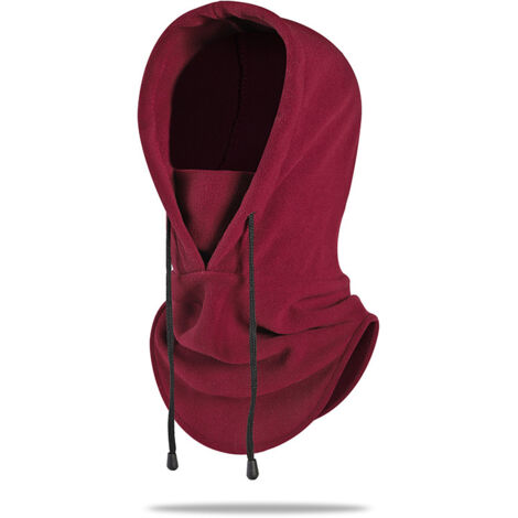 1 pezzo di passamontagna/maschera da sci multifunzionale in pile per clima freddo, sci all'aperto, motociclismo, alpinismo, campeggio, escursionismo, inverno (bordeaux) 33x54 cm