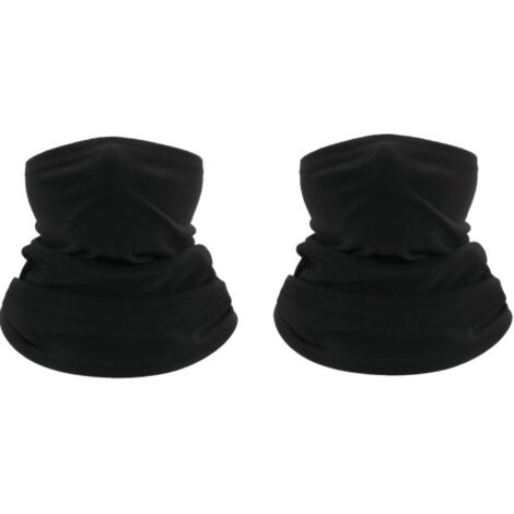 Scaldacollo tubolare invernale unisex multiuso da 2 pezzi con fodera in pile termico elastico per sci, corsa, motociclismo e ciclismo - Nero