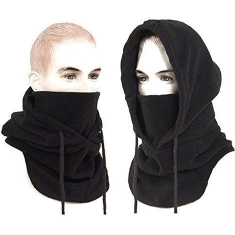 1 pezzo di passamontagna/maschera da sci multifunzionale in pile per clima freddo, sci all'aperto, motociclismo, alpinismo, campeggio, escursionismo, inverno (nero) 33x54 cm