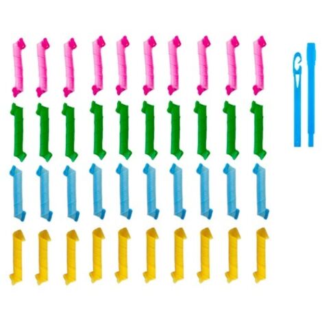Set di 40 bigodini magici per capelli, kit di bigodini per lo styling di riccioli a spirale, stili ondulati senza calore, bigodini e ganci per lo styling per tutte le lunghezze di capelli, 30 cm / 12 (1/5)