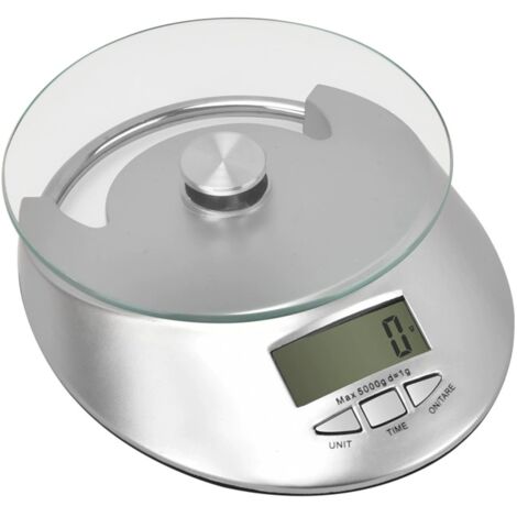 Sabichi Bilancia Da Cucina Digitale In Vetro Argentato, 5 Kg, Design Sottile, Funzione Tara E Misurazione Acqua/Latte - 2