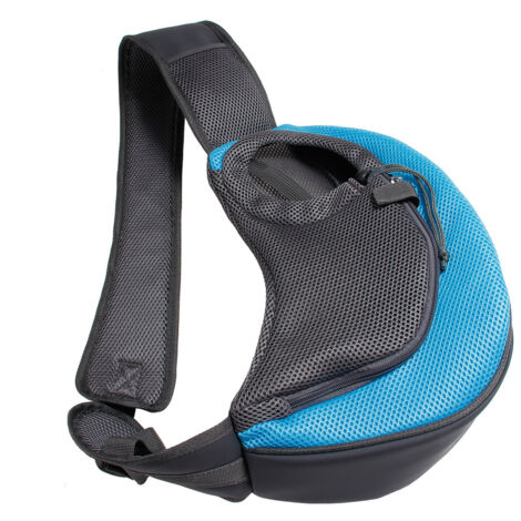 Borsa a tracolla portatile per animali domestici, zaino in rete traspirante per viaggi all'aperto, borsa per cani e gatti (blu) (1/5)