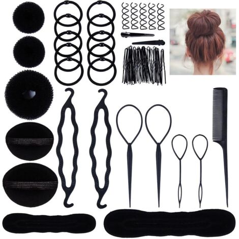 Set di strumenti per lo styling dei capelli, accessorio per lo styling dei capelli per ragazze, spugna in schiuma, fermaglio per chignon, treccia-02 (1/5)