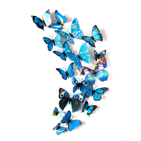 48 pezzi 3D farfalle decorative adesivi da parete decorazioni a farfalla (blu) (1/5)