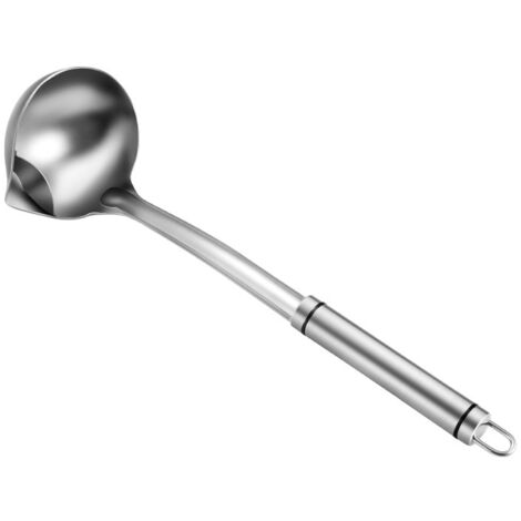 Schiumarola in acciaio inox 304 - Mestolo per grasso - Cucchiaio per zuppa - Separatore di grasso - Mestolo per olio - Utensile da cucina - Per uso in ristorante - Argento (1/5)