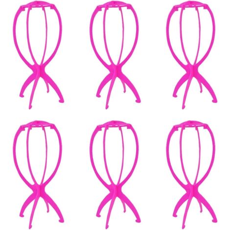 Supporto per parrucca rosa, espositore per parrucca artificiale, manichino, porta cappelli, set da 6 (1/5)