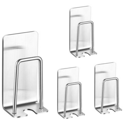 Portaspazzolino elettrico da parete a 4 pezzi con adesivo per bagno, portaspazzolino in acciaio inox, supporto per spazzolino senza trapano con 4 fori, adatto a bambini e adulti (argento) (1/5)