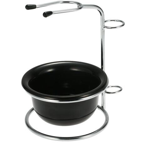 Supporto per spazzola in pelo di tasso, set da barba 2 in 1 per uomo: tazza da barba + supporto da barba, ciotola per sapone da barba maschile, supporto da barba (nero) (1/5)