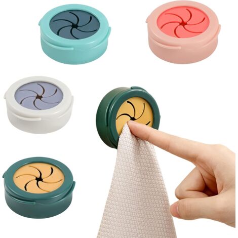 Portasciugamani, portasciugamani autoadesivo, gancio/clip per asciugamani rotondo in ABS da 4 pezzi, non richiede fori, adatto per bagno, cucina e casa (1/5)